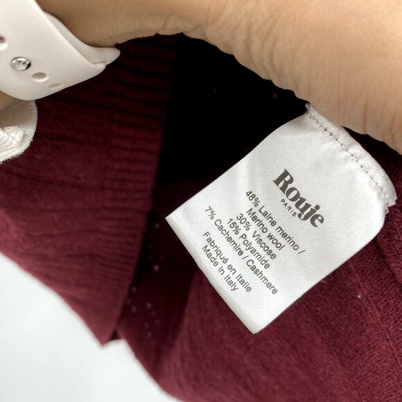 Rouje Paris raphael Maroon Cropped Cardigan Sweater - Picture 4 of 4